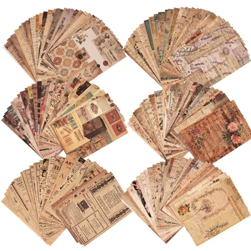 180 Sheets Vintage Scrapbook Paper, Journaling Scrapbooking Supplies Kit, 6 Themes x 30 Decorative Craft Paper，for Junk Journal Supplies，DIY Collage，Card Making Supplies，Collage Background 5.5x7.9In - color: F