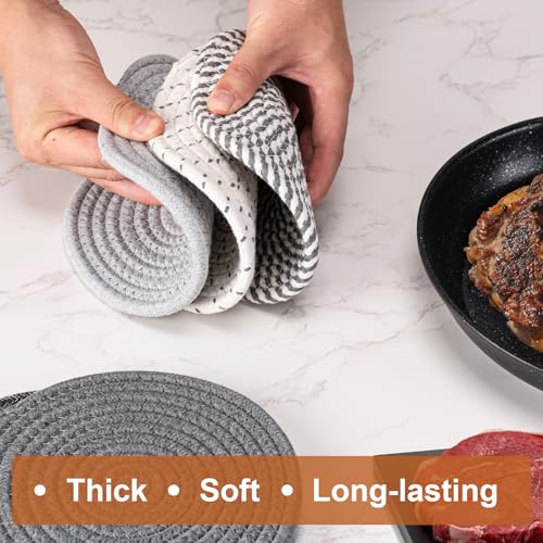 7 Inch Trivets for Hot Dishes, Pot Holders for Kitchen, Hot Pads, Coasters - color: Gray