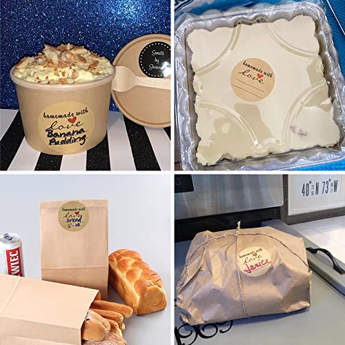 1.5" Homemade with Love Stickers, 500 Pcs Kraft Jar Canning Label Stickers for Baked Packaging, Cookie Bags, Fudge Containers, Store Owners, Crafts, Organizing, Price Tags - color: Homemade With Love, size: 1.5 inch