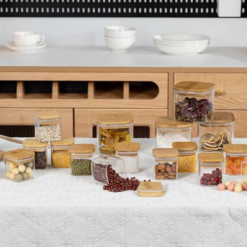 D2scrma 4oz/120ml Square Glass Spice Storage Containers with Lids 12-Pack - size: 4oz*12