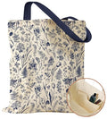 Miss Adola Canvas Tote Bag for Women with Inner Pocket - color: Blue Line Flower