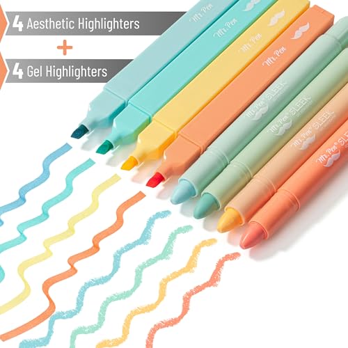 Mr. Pen- Aesthetic Highlighters and Gel Highlighters, 8 Pack