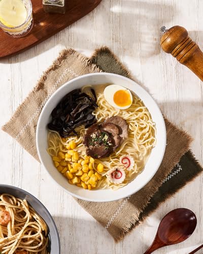 famiware Milkyway 54 oz Large Ramen Bowls Set of 2, White & Dark Gray - color: White & Dark Gray