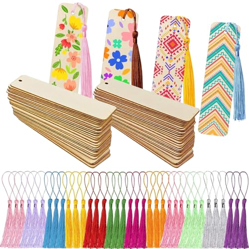 20PCS Unfinished Bookmarks Kit with 20PCS Colorful Tassels