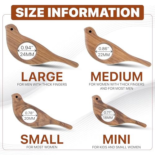 Walnut Bird Book Page Holder, Smooth Finish Wood Book Holder for Reading, Ideal Book Reader Gifts, Book Worm Gifts for Women, Thumb Book Page Holder - For Book Lovers & Literary Gifts (Large) - size: Large