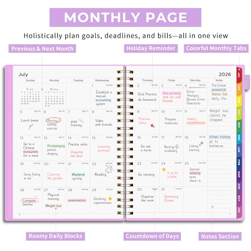 EMSHOI Academic Planner 2026-2027, A4 Size (8.5" x 11"), Weekly and Monthly - color: Purple
