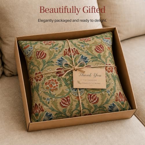 William Morris Single-Stem Tapestry Throw Pillow Cover 16 x 16 in - color: Single-stem