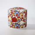 Traditional Japanese Bento Box, 3-tiered, Kutani Ware SK456 (Red flower design) - color: Red flower design