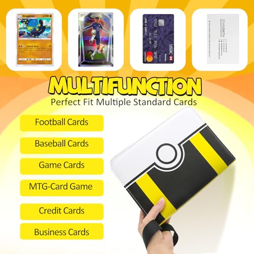 Collectible Trading Card Binder, 400 Pockets Card Holder with 50 Removable Sleeves, Portable Collection Binder Album Book Case Storage, Zipper Card Protective Sleeves for TCG, Sports Card - color: Advanced Black