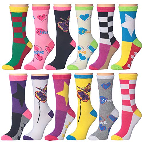 Frenchic 12/24/48 Pairs Pack Women's Colorful Patterned Cute Funny Casual Fashion Crew Socks - color: Love