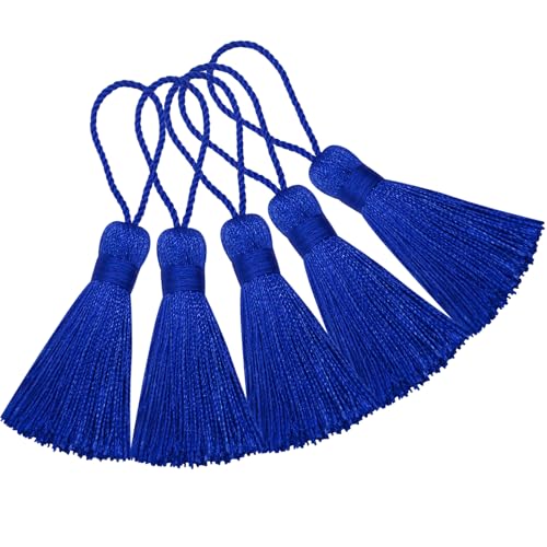 20Pcs 4.3 Inch Silky Mini Craft Tassels for Earrings, Souvenir(Navy Blue) - color: Navy Blue