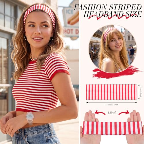 obeoby 8 Pack Striped Headbands for Preppy Style Retro - color: Stripe