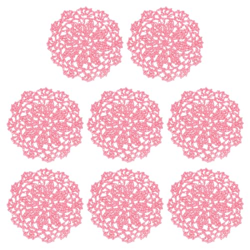 uxcell Fabric Coasters, 8pcs 4" - Cotton Woven Crochet Doilies, Lace Embroidery Cup Mat with Floral Pattern for Wedding Party Decoration (Light Rose Red) - color: Light Rose Red