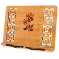 MEGREZ Foldable Bamboo Book Stand Adjustable Cookbook Reading Holder - color: Rose