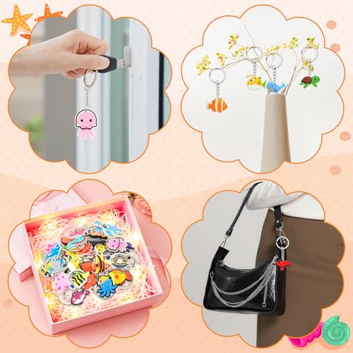 Cute Keychains Bulk, Keychain Charms Key Chain Trinkets Backpack Charms Accessories Keyring for Classroom Prizes - color: Ocean Animals