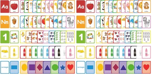 ZazzyKid Flash Cards for Toddlers Learning: 54 Double Sides Flashcards for Alphabets, Numbers, Colors, Shapes - Educational Toys for Preschool (Pack of 2) - size: 3.5x5" (Pack of 2)