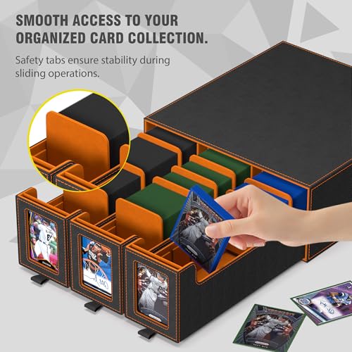3-Drawer Trading Card Storage Box Holds 2500+ Cards(Orange) - color: Orange