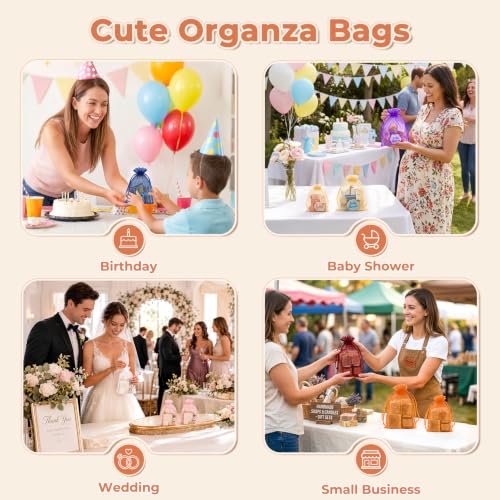 Crweety 50PCS Organza Bags 3x4 Navy Blue Small Gift Bags Mesh Drawstring - color: Navy Blue