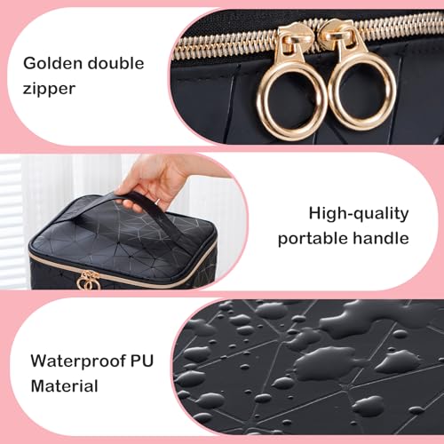Uross Nail Polish Organizer Bag Holds 30 Bottles Nail Polish & Nail Kit -Nail Polish Storage Organizer Bag Nail Supplies Organizer Case for Nail Tech - Black - size: Large - 9.5 x 8 x 9.5 inch (30 bottles)