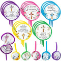 R HORSE 50Pcs Spanish Christian Fans Bulk Cross Bible Folding Handheld Fan - color: Spanish Cross