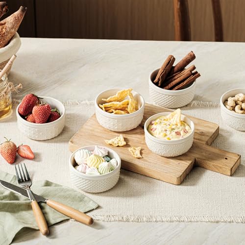 Ramekins 4 oz, Set of 6, Thick Wall Ceramic Baking Dishes Oven Safe - size: 4 oz