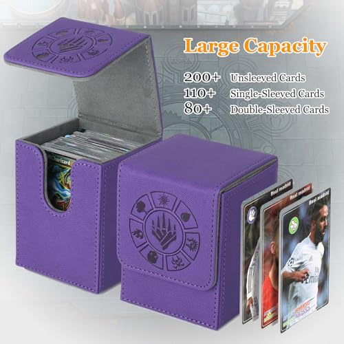 Arkeiliy MTG Deck Box 110+ Storage Sleeved Cards for Magic Commander - color: Purple