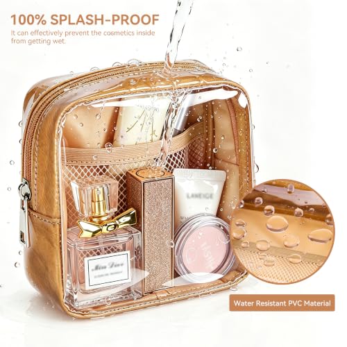 WLLWOO Clear Makeup Bag Mini Cosmetic Pouch Travel Toiletry Organizer - color: 1pcs-Mini-Brown