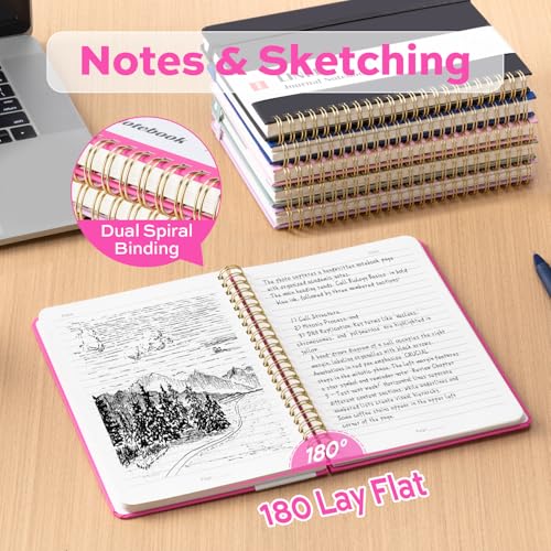 deli Rose Red Lined Spiral Journal Notebook, 160 Pages, A5 (5.5"x8") Hardcover Writing Notebook, College Ruled Spiral Bound Journal for Women & Men - Perfect for Work, School, Office & Note Taking - color: Rose Red