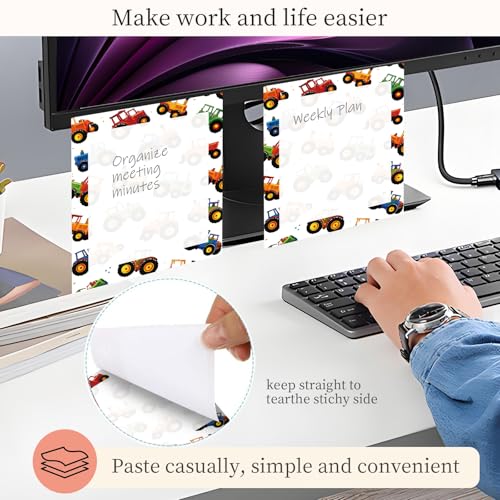 Sticky Notes 3x3 Inches, Cute Self-Stick Note Pads, Funny Memo Pads, Easy to Post Sticky Notes for Office, Home & Notebook Cute Colorful Tractor - color: Cute Colorful Tractor