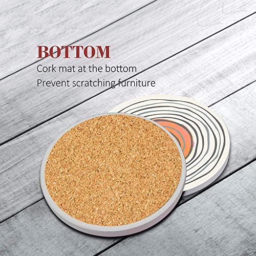 Britimes Coasters for Drinks, Set of 6, Ceramic Stone, Flower Circles - color: Doodle Flower