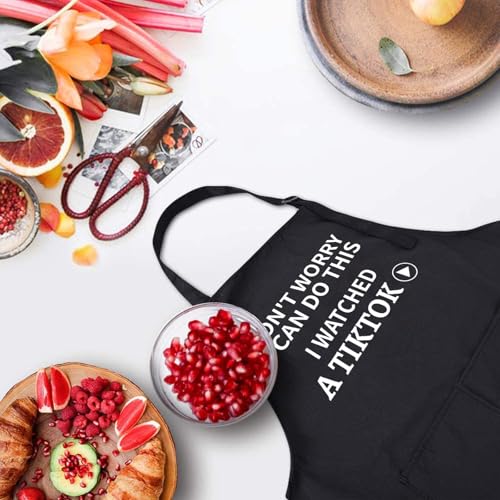 Rosoz Funny BBQ Black Chef Aprons for Men Adjustable Kitchen Cooking Aprons - color: Don't Worry,a Totikk