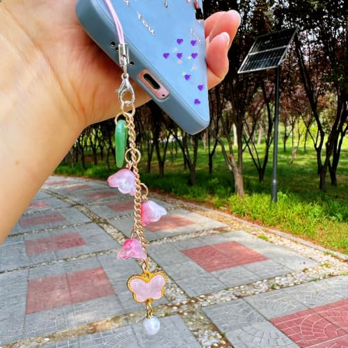 Phone Charms with Lily of the Valley & Butterfly Aesthetic Y2K Cell Phone Charms Strap Accessories for Bag Keychain Airpods Camera Pendants Decor for Women - color: Pink-Lily of the Valley