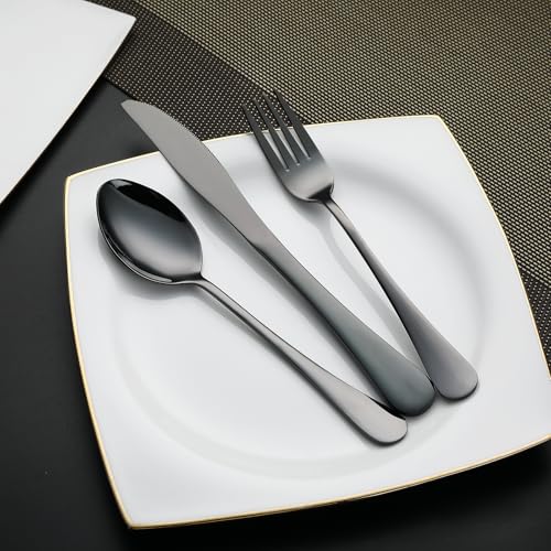 DEVICO Travel Utensils with Case, 5 Piece Portable Silverware Set for Work - color: Black