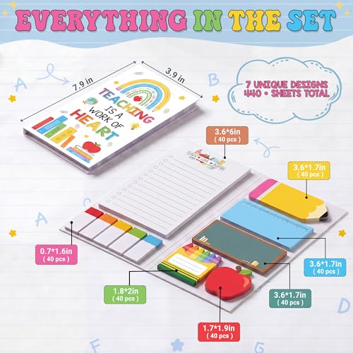 BEAWART Teacher Sticky Notes Set, Colorful Classroom Appreciation Gift - color: Sticky Notes Colorful Teacher