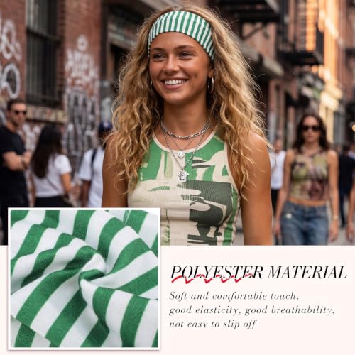 obeoby 8 Pack Striped Headbands for Preppy Style Retro - color: Stripe