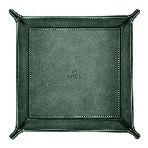 SITHON Valet Tray Desktop Storage Organizer Nightstand Caddy Holder - color: Dark Green