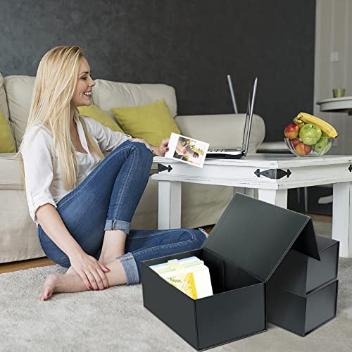 4X6 Index Card Holder, Index Card Storage Box 4 x 6 Inches, Fits 2400 Flash Cards - 2 Pack, Black - color: Black
