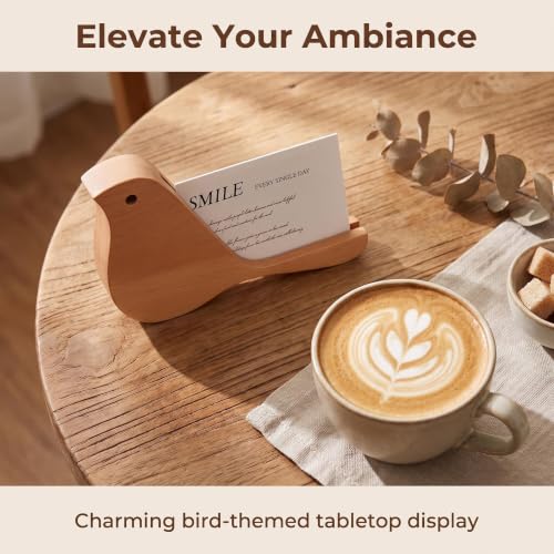 Wood Bird Shape Business Card Holder for Desk,Wooden Name Card Holder - color: Beech Wood Bird Shape