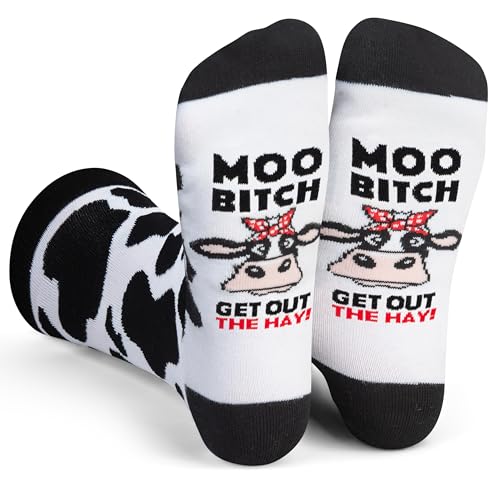 Lavley Women's Funny Socks Cute Novelty Gift for Women & Teens - color: Moo, Cow!