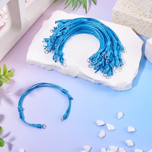 20Pcs Waxed Polyester Cord Bracelets Adjustable Braided Bracelets Handmade Friendship String Bracelets for DIY Women Jewelry Making Supplies (Teal) - color: Teal, 9-1/4 Inch, size: 235mm