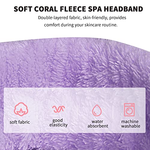 WSYUB Hairband, 3pcs Face Headband with Bow Tie, Soft Microfiber Skincare Band for Washing Face, Shower Headband Spa Headband for Women Girls(Blue, Red, Purple) - color: Blue, Red and Purple