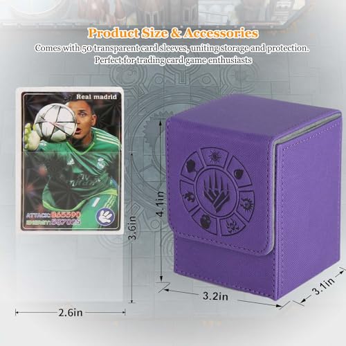 Arkeiliy MTG Deck Box 110+ Storage Sleeved Cards for Magic Commander - color: Purple