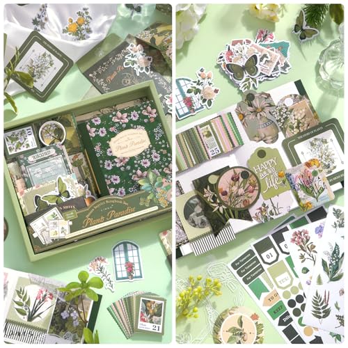 Scrapbook Supplies Kit, Vintage Junk journaling Supplies, Scrapbooking Kit - color: Plants Paradise