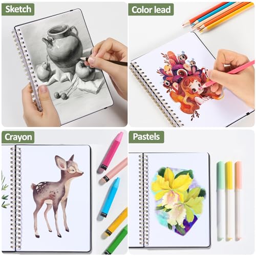 Forvencer 2 Pack Blank Spiral Notebook, 8"x 5.6"Hardcover Sketch Book - color: Brown