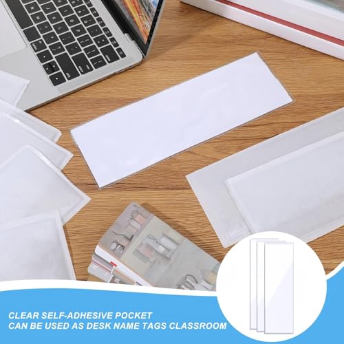 Chinco 30 Pcs Self Adhesive Clear Index Card Pockets, 3.55 x 10.8 inches - size: 3.55 x 10.8 Inches