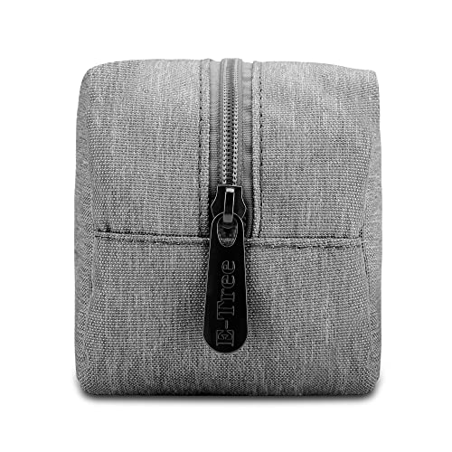 E-Tree Makeup Bag,Medium Travel Make up Pouch for Purse,Zipper Cosmetic Brush Skin Care Case for Women Man,Toiletry Bags,Tech Electronic Organizer,Small Canvas Storage for Personal Items,Grey - color: Grey, style: 7.8" X 3.9" X 3.9"