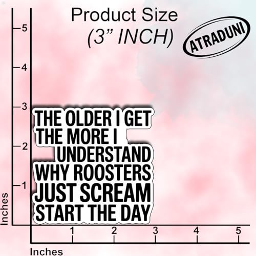 (3Pcs) The Older I Get The More I Understand Why Roosters Just Scream Start The Day Stickers Funny Sarcastic Quote Humor Gifts Waterproof Vinyl Decals Water Bottle Hard Hat Phone Laptop Size 3" - color: The Older I Get the More I Understand
