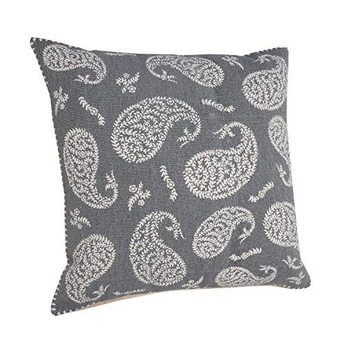 20x20 Inches Paisley Cotton Throw Pillow Covers for Home Decor | Traditional Boho Cushion Covers for Throw Pillows | Perfect for Living Room Couch & Bedroom Decorations | Dark Gray - color: Dark Gray