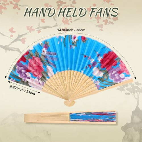 Zonon 4 Pack Hand Held Folding Fans for Women Silk,Vintage Floral - style: Vintage Floral