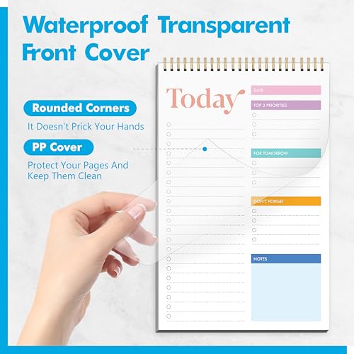 To Do List Notepad, Daily Planner Notebook with 52 Tear-off Sheets, Undated Writing Organizer for Daily Tasks and Goal, Coiled Task Track Checklist Productivity Pad for Office, Classroom, Home, School - color: Colorful